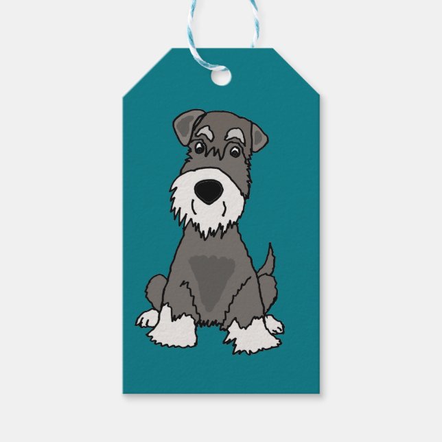 Cute Miniature Schnauzer Puppy Hund Art Presentetikett (Framsidan)