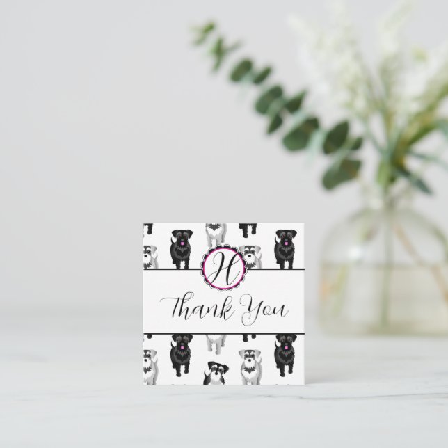 Cute Miniature Schnauzers Tack Anteckningskort (Stående Fram)