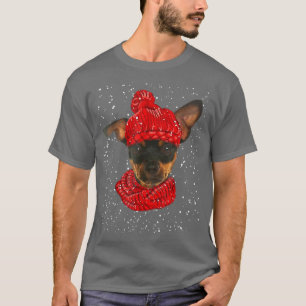 Cute Miniatyr Pinscher Hund Julafton Hat Scarf Mer T Shirt