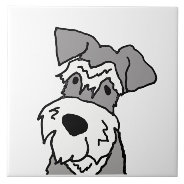 Cute Miniatyr Schnauzer-Tecknad Kakelplatta (Framsidan)