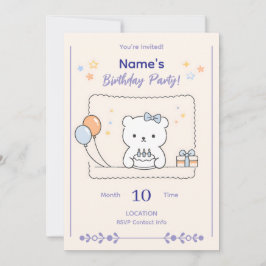 Cute Minimal Animal Birthday Party Invitation Inbjudningar