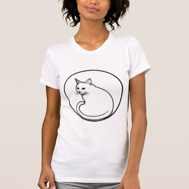 Cute Minimal Cat Graphic Tee för Djurälskare (Framsida)