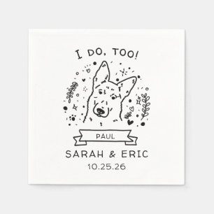 Cute Minimal Doodle German Sherpherd Hund Bröllop Pappersservett
