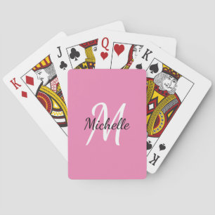 Cute Minimal Girly Rosa & White Monogram Casinokort