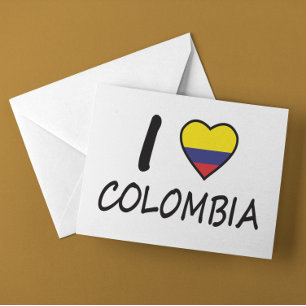 Cute Minimal I kärlek Colombia Colombia Flagga Vykort