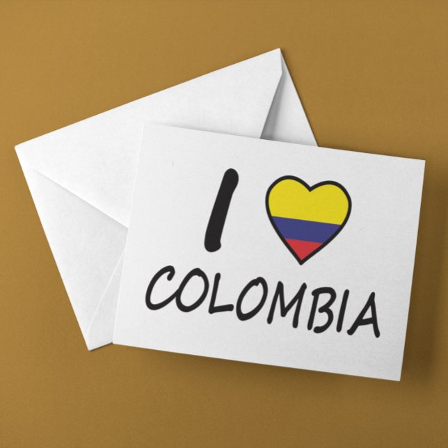 Cute Minimal I kärlek Colombia Colombia Flagga Vykort (Cute Minimal I love Colombia Colombian Flag Postcard)