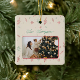 Cute Minimal Jul Inslag One Photo Julgransprydnad Keramik