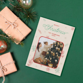 Cute Minimal Jul Inslag One Photo Julkort