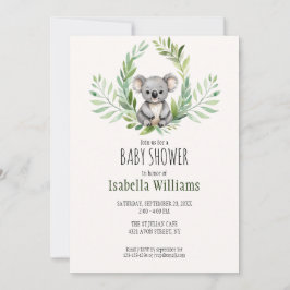 Cute Minimal Koala Bear Baby Shower Inbjudningar