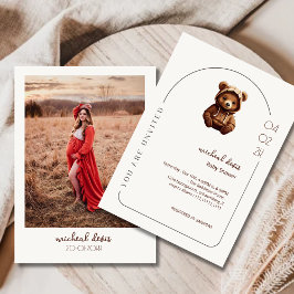 Cute Minimal Photo Bear-y Baby dusch Inbjudningar