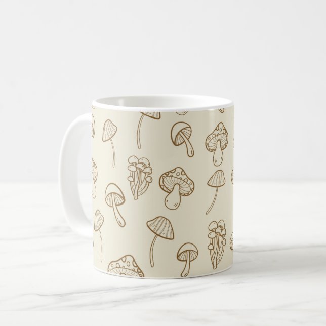 Cute Minimal svamp Mönster Kaffemugg (Framsida vänster)