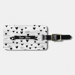 Cute Minimalist Abstrakt Line Kärlek Black Bagagebricka