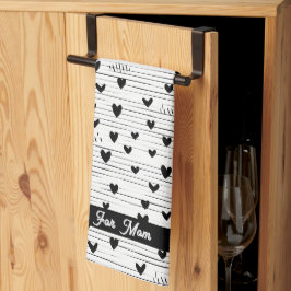 Cute Minimalist Abstrakt Line Kärlek Black Kökshandduk