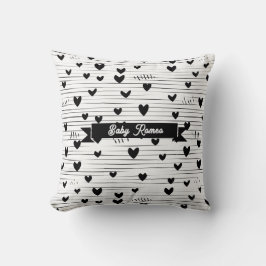 Cute Minimalist Abstrakt Line Kärlek Black Kudde