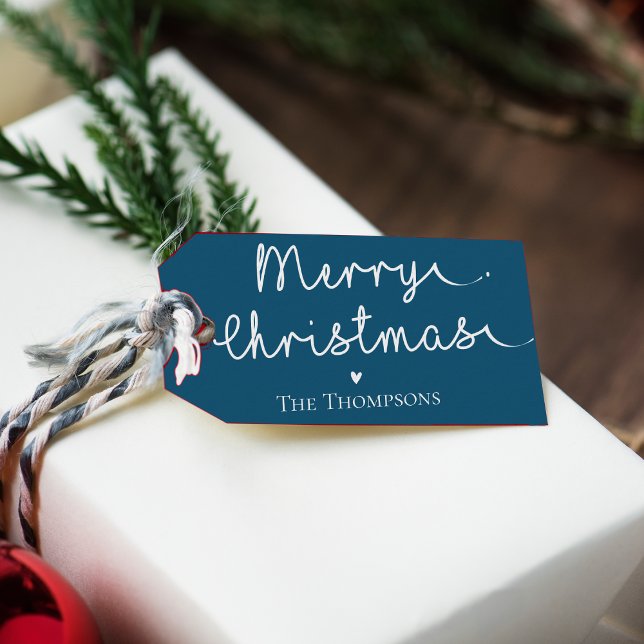 Cute Minimalist - Blåvit God jul Presentetikett (Cute Minimalist Simple Blue White Merry Christmas Gift Tags)