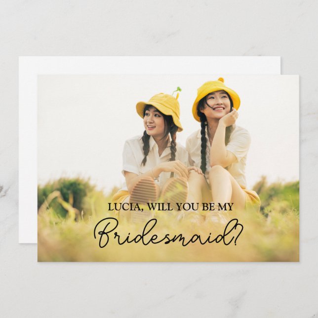 Cute Minimalist blir mitt Bridesmaid-foto Inbjudningar (Fram/baksida)