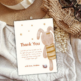 Cute Minimalist Boho Bunny Leksak Baby Shower Tack Kort