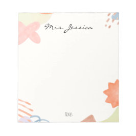 Cute Minimalist Boho Teacher Notepad Anteckningsblock