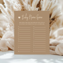 Cute Minimalist Brown Gender Reveal Baby Namn