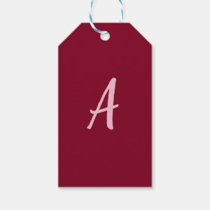 Cute Minimalist Burgundy Red Calligraphy Monogram Presentetikett