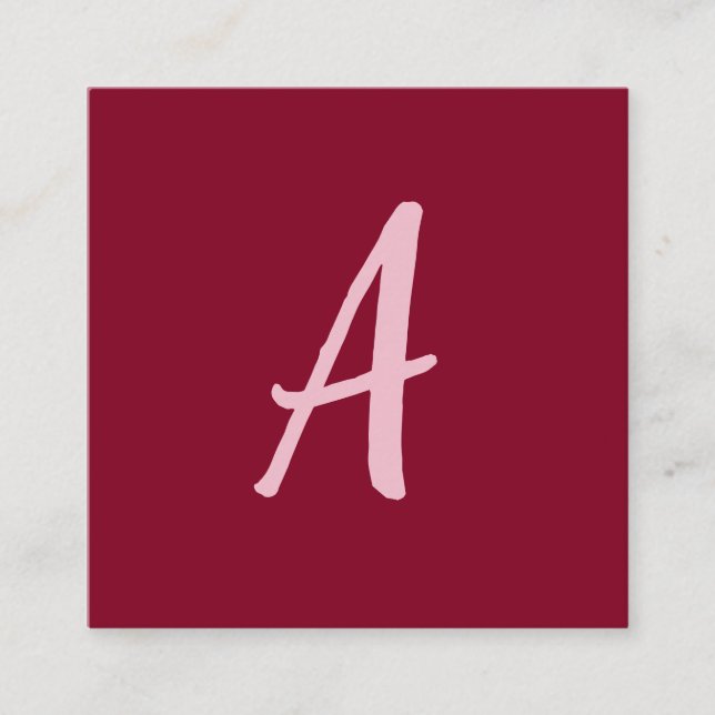 Cute Minimalist Burgundy Red Calligraphy Monogram Tilläggskort (Framsida)