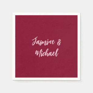 Cute Minimalist Burgundy Red Calligraphy Own Namn Pappersservett