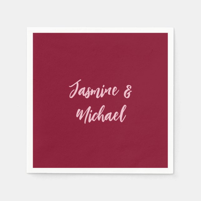 Cute Minimalist Burgundy Red Calligraphy Own Namn Pappersservett (Framsidan)