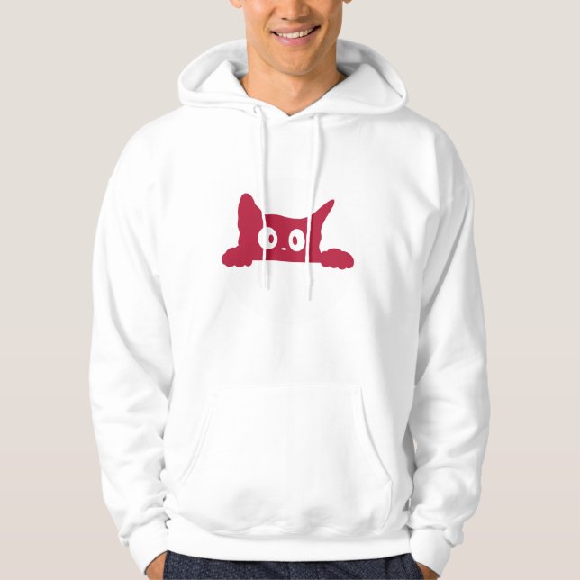 Cute Minimalist Cat Ansikte Hoodie (Framsida)