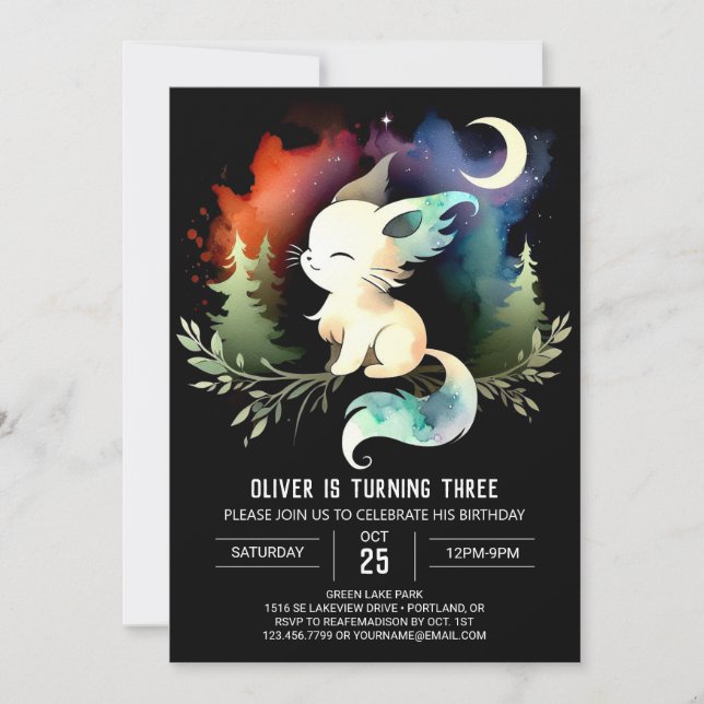 Cute Minimalist Cat Birth Inbjudningar (Framsida)