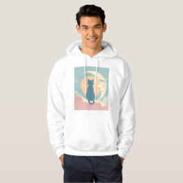 Cute Minimalist Cat on Crescent Måne Hoodie - tidi