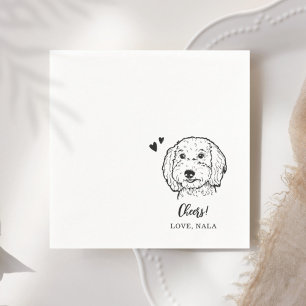 Cute Minimalist Cheers Pet Ansikte Hund Sketch Brö Pappersservett