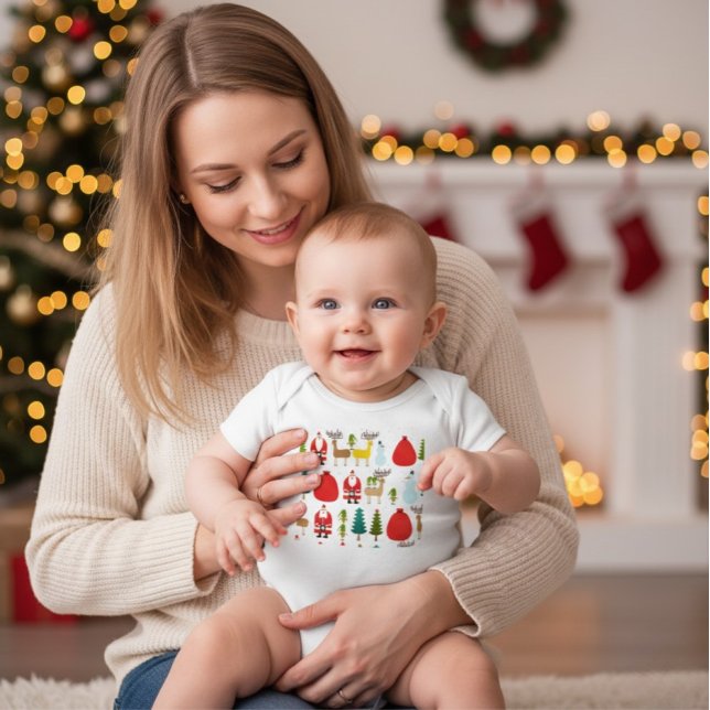 Cute Minimalist Christmas Santa Reindeer Bodysuit T Shirt (Skapare uppladdad)