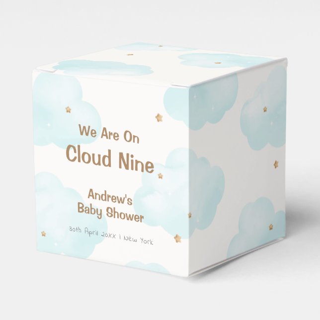 Cute Minimalist Cloud Nine Stars Baby Shower Presentaskar (Framsidan Sidan)