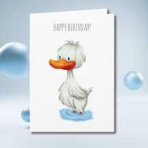 Cute Minimalist Duck Happy Birthday