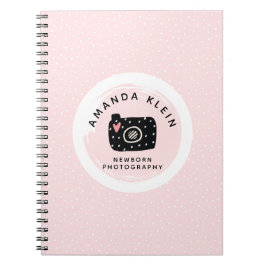 Cute Minimalist Fotograf Camera Black & Rosa Anteckningsbok