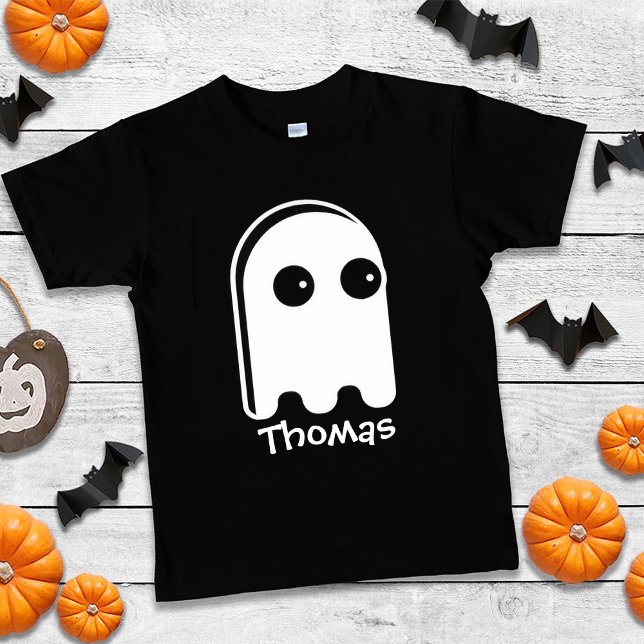 Cute Minimalist Ghost Personalizable Halloween boy T Shirt (Skapare uppladdad)