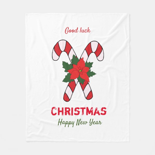 Cute Minimalist jul och nyår Lycklig Fleecefilt (Framsidan)