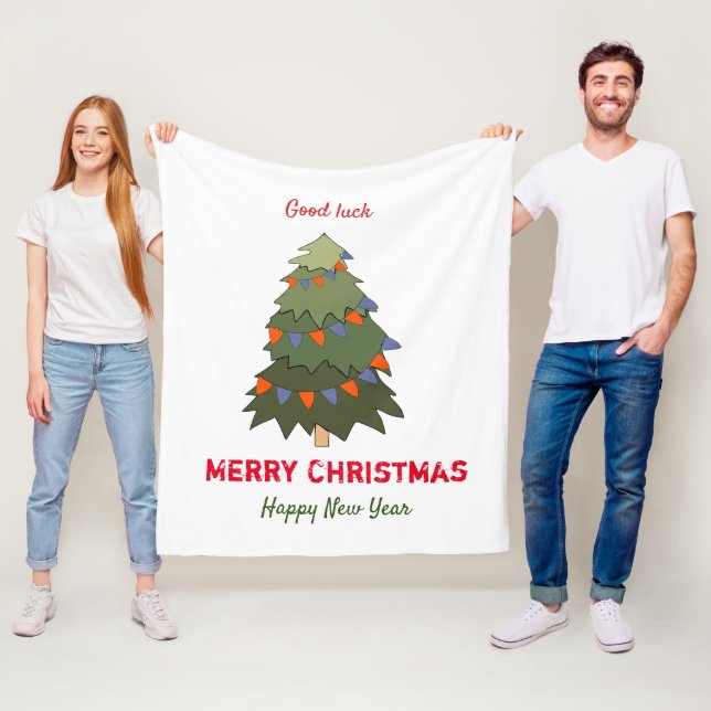 Cute Minimalist jul och nyår Lycklig Fleecefilt (På plats)