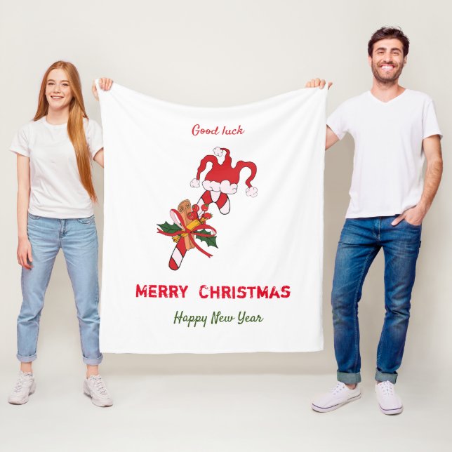 Cute Minimalist jul och nyår Lycklig Fleecefilt (På plats)