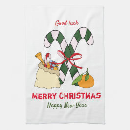 Cute Minimalist jul och nyår Lycklig Kökshandduk