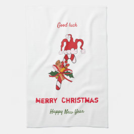 Cute Minimalist jul och nyår Lycklig Kökshandduk