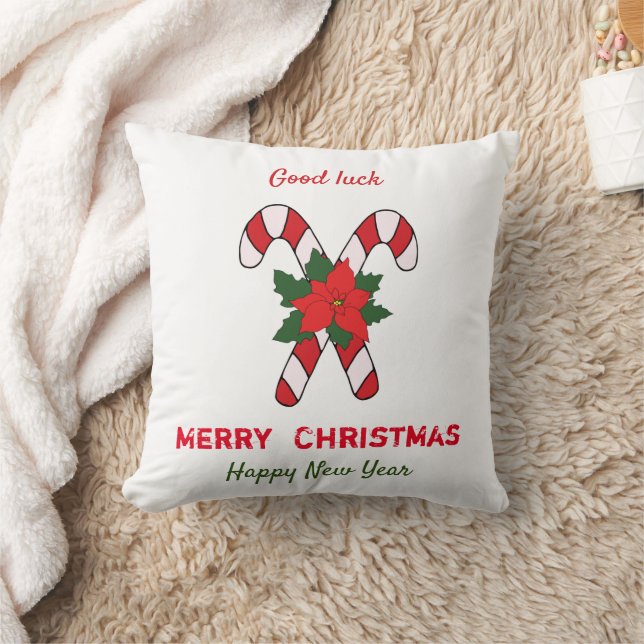 Cute Minimalist jul och nyår Lycklig Kudde (Filt)