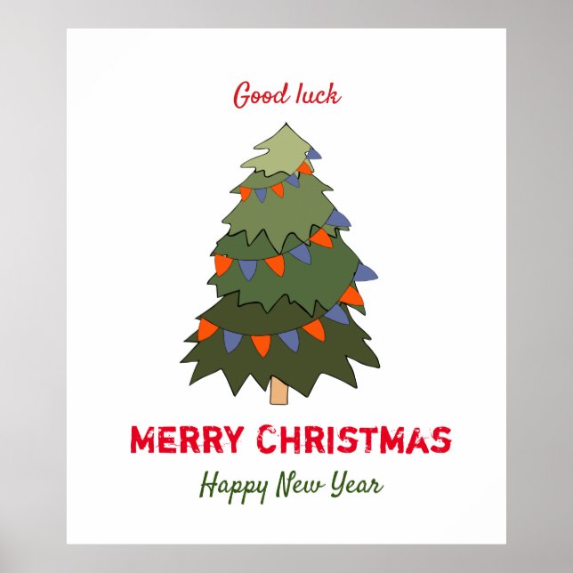 Cute Minimalist jul och nyår Lycklig Poster (Framsidan)