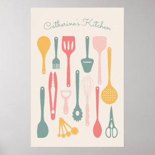 Cute Minimalist Kitchen Utensil Poster