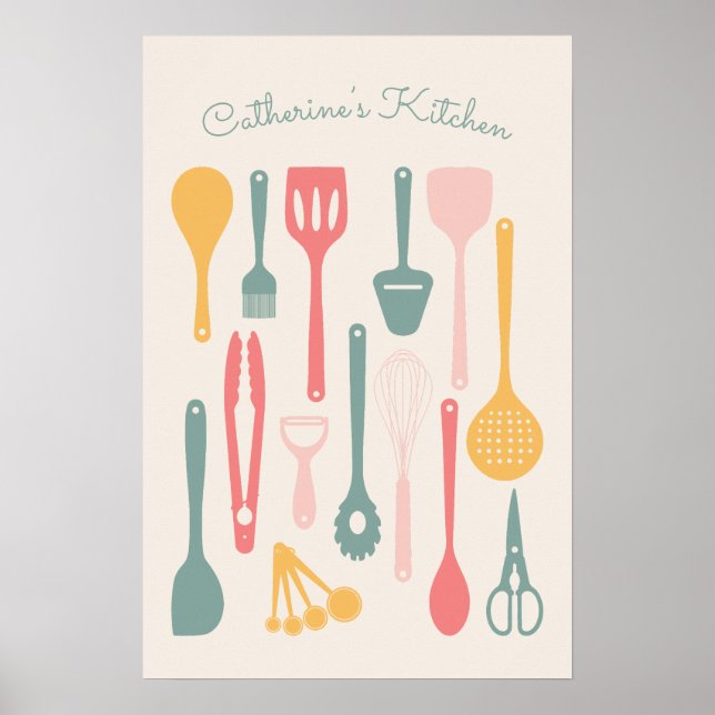 Cute Minimalist Kitchen Utensil Poster (Framsidan)