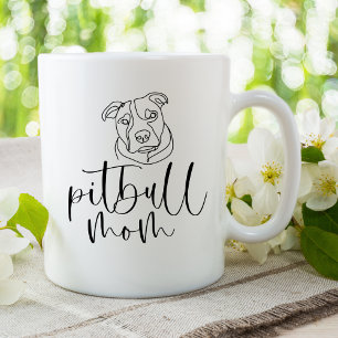 Cute Minimalist Line Art Pitbull Mamma Kaffemugg