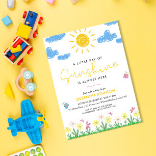 Cute minimalist Little ray of Sunshine Baby Shower Inbjudningar