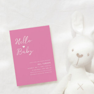Cute Minimalist Modern Heart Script Baby Shower Inbjudningar