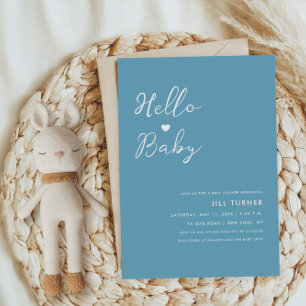 Cute Minimalist Modern Heart Script Baby Shower Inbjudningar