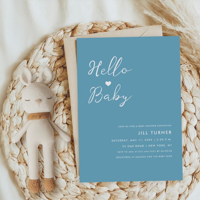 Cute Minimalist Modern Heart Script Baby Shower Inbjudningar (Skapare uppladdad)